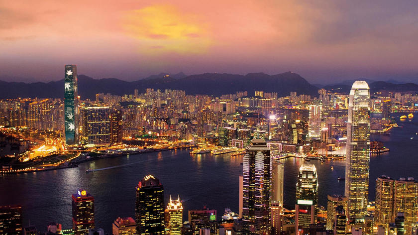 Paesaggio notturno dal Hong Kong Sky100