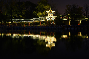 Parco del lago Verde di notte